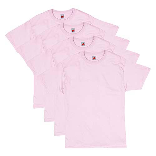 Hanes Camiseta Essential Camisa, Rosa Pálido 4pcs, XXXL (Pack de 4) para Hombre