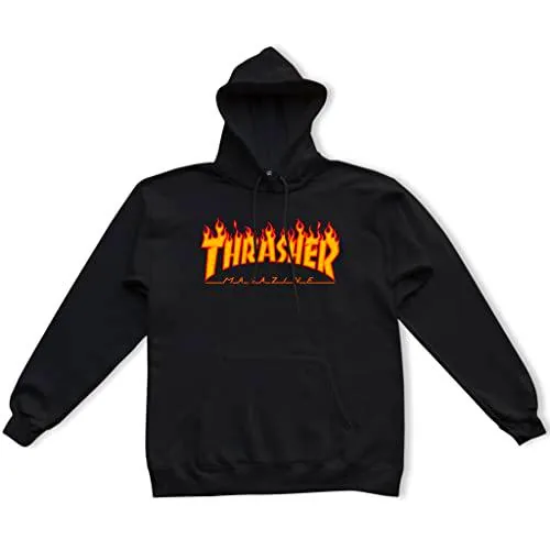 THRASHER Flame Logo Camiseta, Unisex Adulto, Black, M de THRASHER
