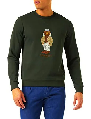 Hackett London Harry Logo Crew Sudadera, Verde Oscuro