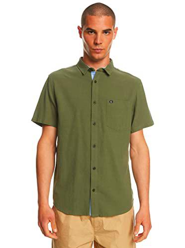 Quiksilver Camisa de Manga Corta Hombre Verde L