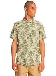 Quiksilver Camisa de Manga Corta Hombre Verde XS