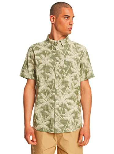 Quiksilver Camisa de Manga Corta Hombre Verde XS