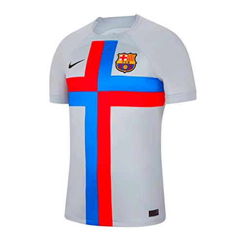 FC Barcellona - Camiseta Hombre DN2713 FCB, Gris Cielo/Negro, M