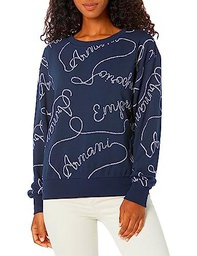 Emporio Armani Logomania-Sudadera para Mujer, Azul Marino, Blanco, M