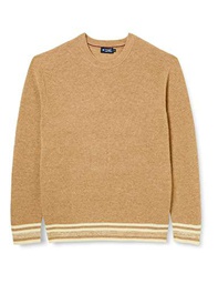 Hackett London Contrast Rib Crew Sudadera, Pardo, M para Hombre