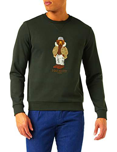Hackett London Harry Logo Crew Sudadera, Verde Oscuro