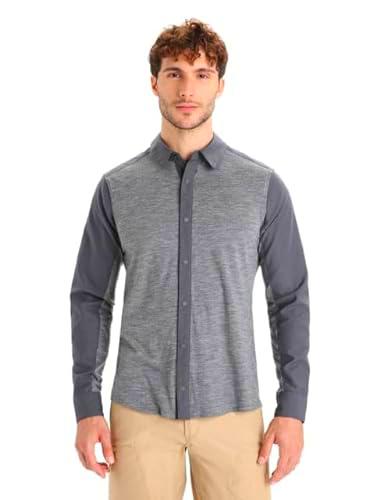Icebreaker Hike Blusa, Monsoon, Gritstone HTHR,CB, Extra-Small para Hombre