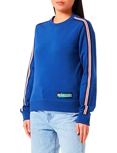 Love Moschino Cuello Redondo de Corte Ajustado, Larga con Cinta de Rayas y Mangas y Parche con Logotipo Sudadera
