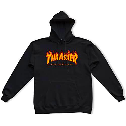 THRASHER Flame Logo Camiseta, Unisex Adulto, Black, M