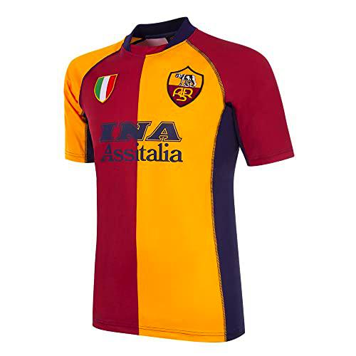 COPA Roma Camiseta de fútbol histórica, Amarillo Rojo, L Hombres